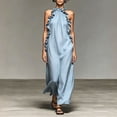 thumbnail image 5 of ClodeEU Women's Summer Ruffle Hem Sleeveless Flowy Maxi Dress ,Casual Loose Fit Beach Vacation Dress Light Blue,Women's Plus XL, 5 of 8