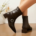 thumbnail image 4 of Women's Winter Boots Women's Comfortable HeightEnhancing Ankle Boots Pointed Toe, Large Size, Belt Buckle, Solid Color for Fall and Winter Black Ankle Boots, 4 of 9