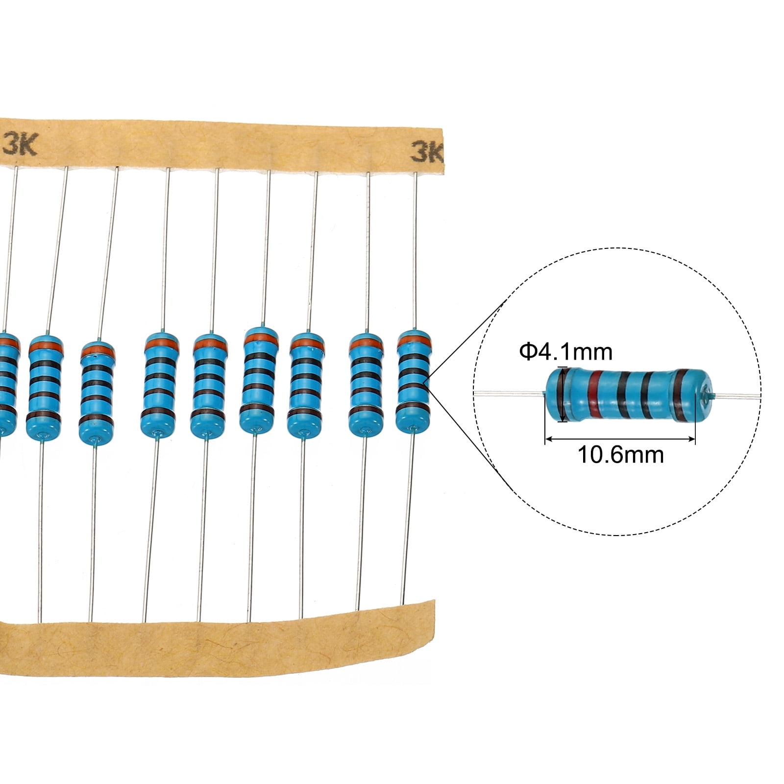 Uxcell 1Ohm to 1MOhm Metal Film Resistor Assortment Kit 50 Value 1W 5% Tolerance, 500 Pack