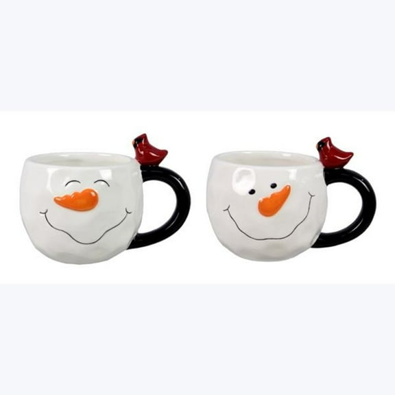 94734 - Ceramic Snowman Mug with Cardinal, 2 Ast.