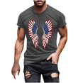 thumbnail image 2 of Mens Shirts under $5.00 Independence Day Printing Short Sleeve Round Neck Shirts for Men Pullover Men's T-Shirt Shirts for Men Dark Gray XXXXL, 2 of 5