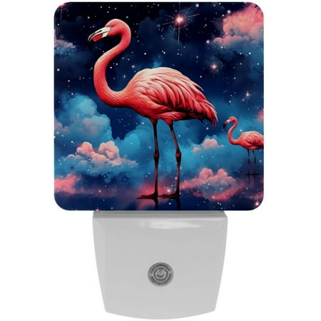 

Plug-in Night Lights Set Of 2 Jungle Flamingo Starry Sky Background Automatic Dusk-To-Dawn Sensor LED Nightlights Home Decorative Lamp For Kids Teens Girls Boys Adults