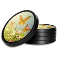 thumbnail image 1 of Silicone Non-Slip Drink Coasters with Removable Printed Absorbent Felt Pad - Set of 4 - Butterflies, 1 of 3