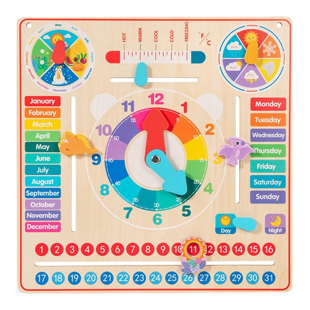 Reloj calendario de madera, juguete educativo, tablero cognitivo, meses, habilidades motoras, accesorios, material didáctico para fiestas de niñas