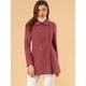 thumbnail image 3 of Abrigo Largo De Invierno Con Cuello Peter Pan Y Doble Botonadura Para Mujer Rosa oscuro M, 3 of 6