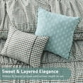 thumbnail image 3 of Regency Heights King Comforter Set 5 Pieces, Green Plaid Ruched Design with Decorative Pillows, Soft Microfiber Bedding Sets for All Seasons, 3 of 8