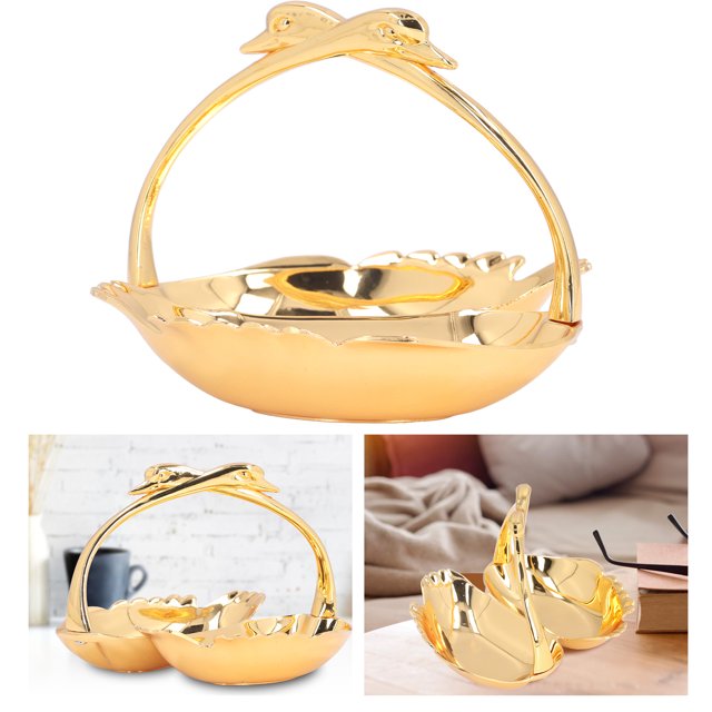 Bandeja de Joyería de Metal ANGGREK con Hoja de Oro Elegante Cisne