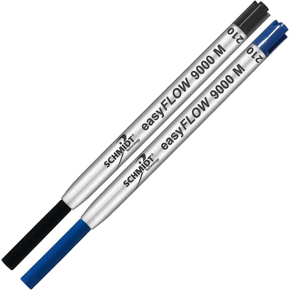 Imprinted Schmidt easyFLOW9000 Ballpoint Refill- Black & Blue Ink, Medium Tip 1.0mm - Pack of 2