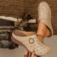 thumbnail image 2 of XUNKUSGA Clogs for Women Comfortable Slip On Closed Toe Mules Shoes Summer Casual Leather Walking Shoes Women Classic Backless Low Wedge Sandals for Women with Adjustable Hook Loop 5.5-9.5 Beige, 2 of 9