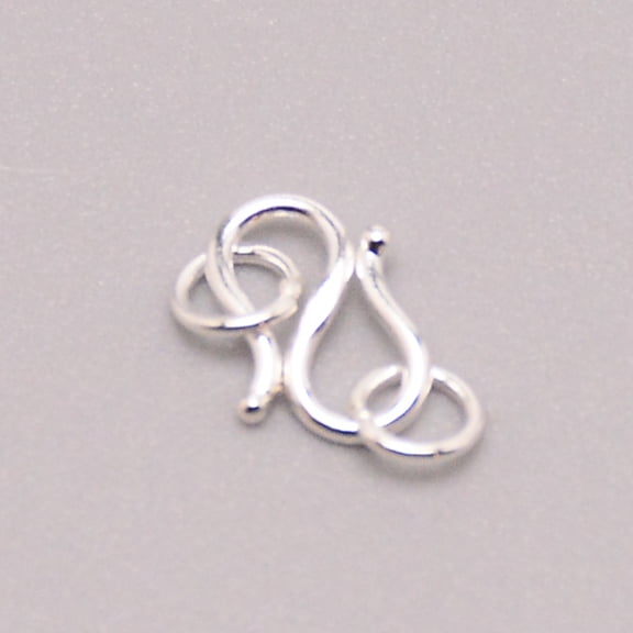 925 Sterling Silver S Shape Clasps S-Hook Clasps with Jump Rings 925 Sterling Silver Plated 8.5x7x1mm Hole: 2.6mm