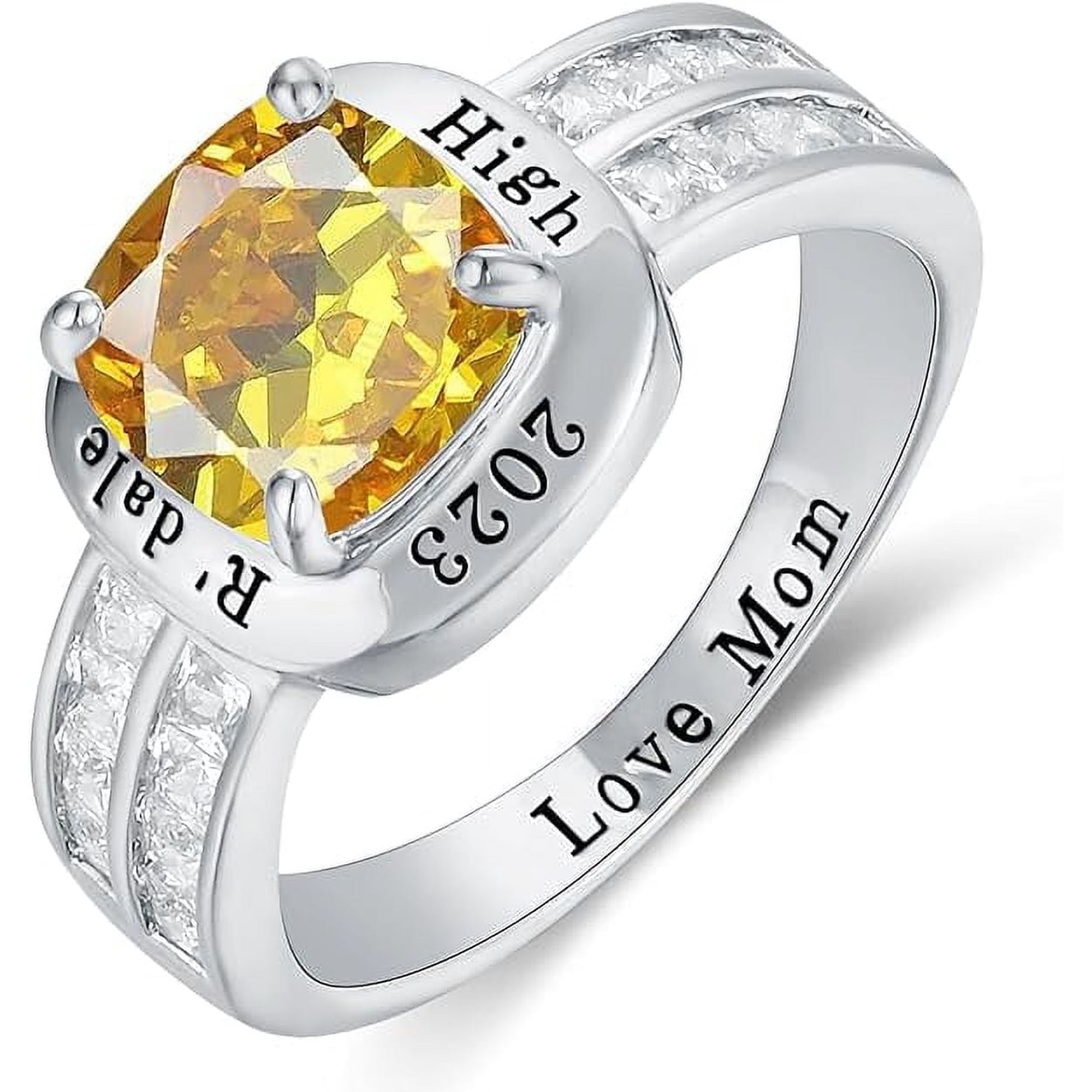 Ccjcinata Fully Personalized Customized class rings Women's High School and College Class Ring – Classic Collection
