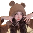thumbnail image 5 of iHPH7 Bear Hat Beanie with Pom Winter Accessories for Women Fluffy Snow Hat Warm Hats for Women Winter Hats for Women Winter Hats for Women Cold Weather Brown One Size, 5 of 5