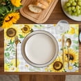 thumbnail image 4 of Sunflower Floral Placemats Set of 4, Farmhouse Pastoral Daisy Bees Grey Plaid Placemats for Dining Table, Place Mats for Kitchen Tabletop, Waterproof Wipeable Dining Table Mats Set, 4 of 9