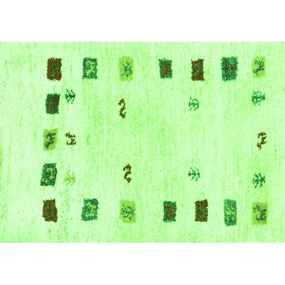 Ahgly Company Indoor Rectangle Solid Green Modern Area Rugs, 2' x 5'