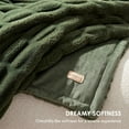 thumbnail image 6 of EVERGRACE Luxurious Soft Faux Rabbit Fur Throw Blanket, Cozy Fuzzy Plush Warm Throws for Couch Bed Sofa Chair Home Decor, Ruched Bubble Fluffy Blanket with Reversible Velvet, 50"" x 60"", Loden Green, 6 of 8