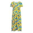 thumbnail image 4 of Viikei Womens Summer Dresses Plus Size,Women's Slim-Fit Short Sleeve Dress,Women's Flower Printing Casual Short Sleeve Crewneck Dress Casual Flowy Tiered Maxi Beach Dress Yellow M, 4 of 6