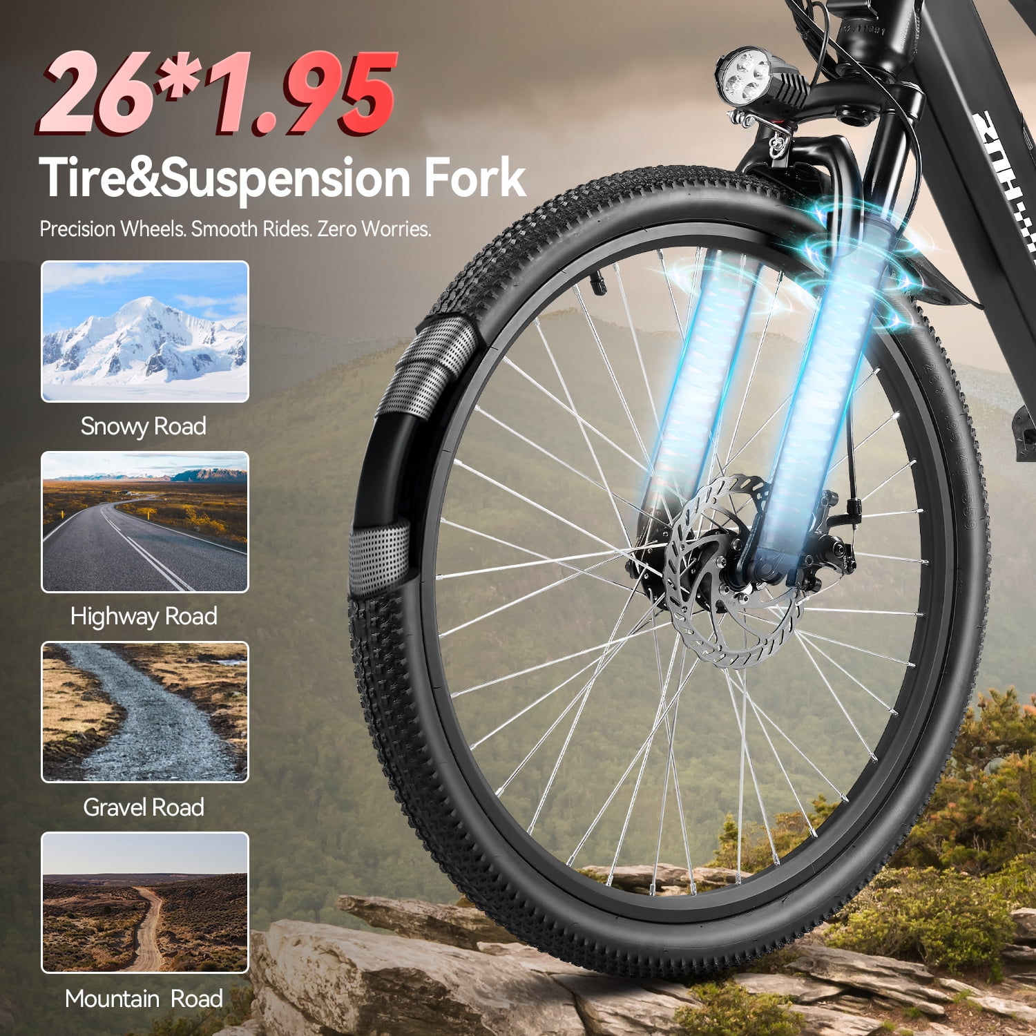 ZNH Powerful 750w Electric Bike for Adults,E-Bicycle w 48V 13AH Removable Battery,26'' Electric Mountain Bike for Men,UL2849,7-Speed,Blue
