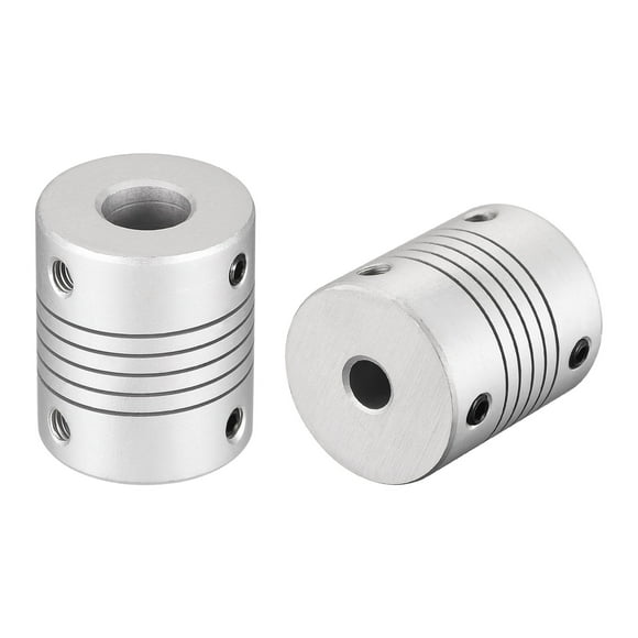 Unique Bargains 10mm to 6mm Aluminum Alloy Shaft Coupling Flexible Coupler L30xD25 Silver 2Pcs