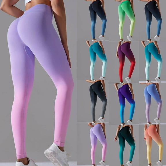 QATAINLAV Workout Leggings for Women Gym Butt Lifting High Waisted Yoga Pants 2025 Fashion Gradient Print Tummy Control Running Tights Army Green L