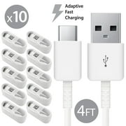10 Pack Afflux USB Type C USB-C Fast Charging Cable USB-C 3.1 Data Sync Charger Cord For Samsung Galaxy S8 S8+ S9 S9+ Galaxy Note 8 9 Nexus 5X 6P OnePlus 3t 5t LG G5 G6 V20 V30 Google Pixel 2 2XL 4FT