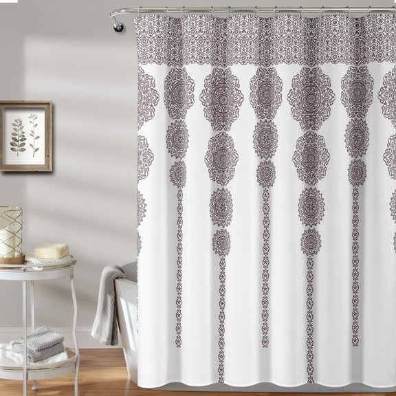 Lush Decor Purple/White Medallion Shower Curtain, 72" x 72"