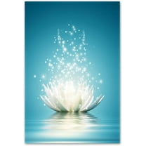 Zen Wall Art White Lotus Flower Bloom in Water Picture Prints Wall Decor Framed Teal Blue Painting for Yoga Spa Meditation Spiritual Room Decor (12x18in (30x45cm), Zen Artwork-2)