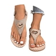 thumbnail image 3 of Womens Toe Ring Flat Sandals Comfortable Flip Flops T Strap Footbed Sandals Ankle Strap Summer Beach Shoes, 3 of 9