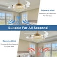 thumbnail image 5 of HOOMEDELIER 52" Crystal Ceiling Fan with Light Remote/App Control,Modern Dimmable Led Ceiling Fan with 4 Retractable Fan Blades for Living Room Bedroom-Gold, 5 of 8