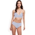 thumbnail image 4 of Swim Women's High-Waisted Bikini Set with Striped Print and Triangle Top - Small, Black, 4 of 6