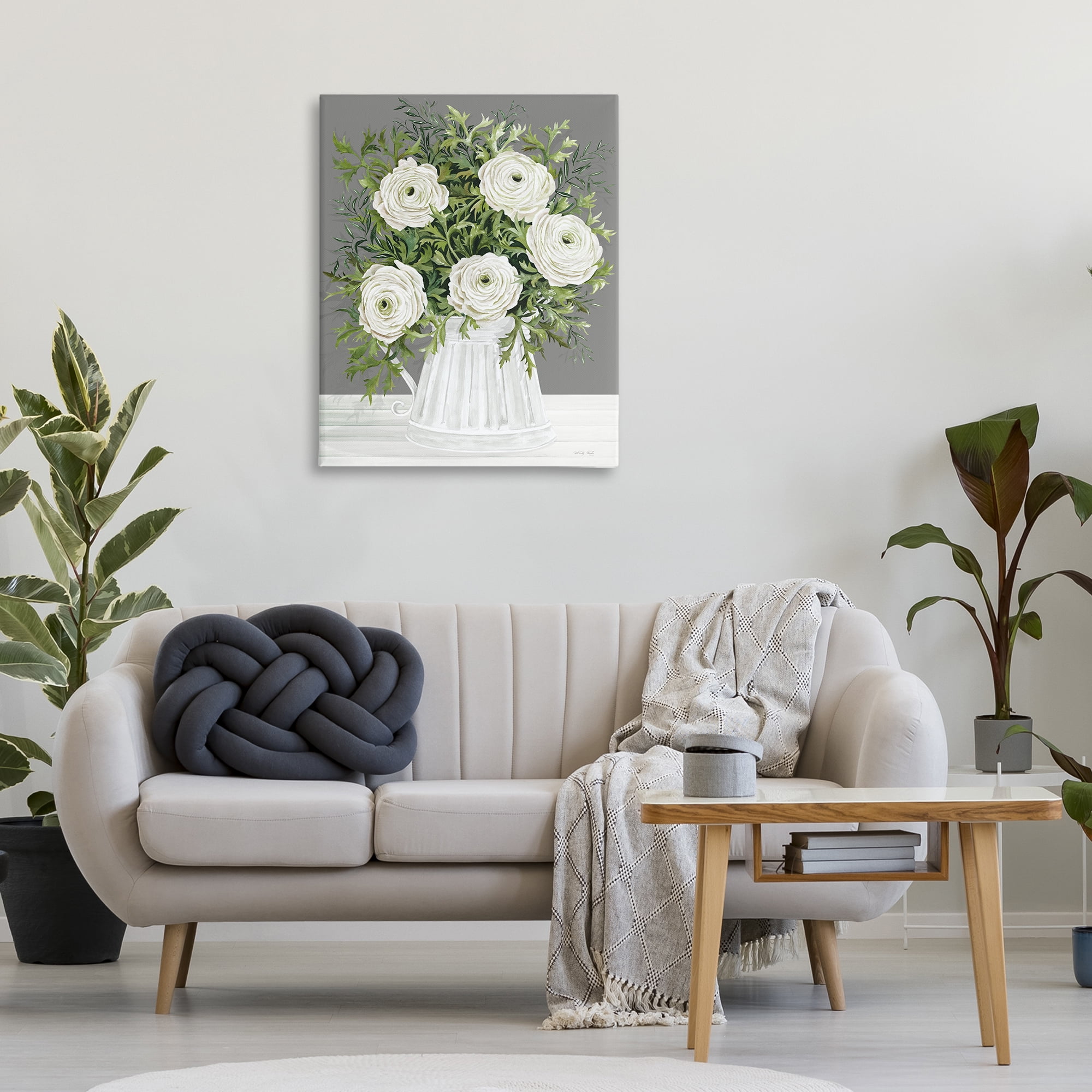 Stupell Industries Peonies in Country Vase Botanical & Floral Painting Gallery Wrapped Canvas Art Print Wall Art, 30 x 40