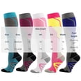 thumbnail image 2 of Alkepwun Sport Compression Socks 100% Unisex Color-Blocked High-Stretch Lightweight Breathable Long Socks Soft Cozy Outdoor Athletic Knee High Sock for Running Pregnancy Travel, 2 of 2