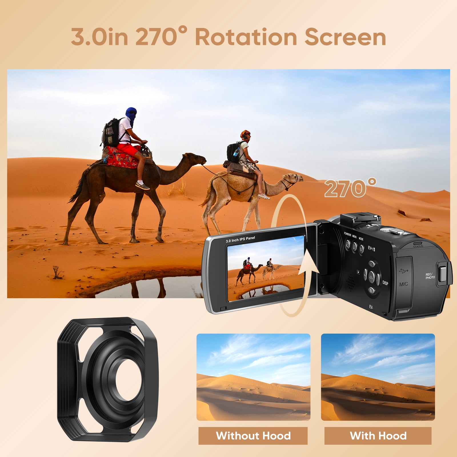 ORDRO 4K 30FPS Video Camera 64MP Camcorder with IR Night Vision 18X Digital Zoom for Vlog Youtube
