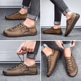 thumbnail image 6 of Mens Casual Shoes Summer Breathable Sneakers Loafers Walking Shoes Hand Made Lace-Up Leather Dress Flats Shoes for Driving Business Working Office, 6 of 11