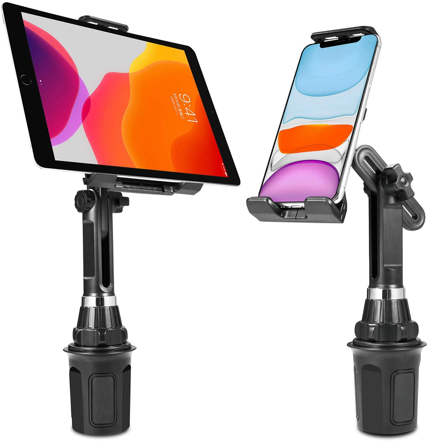 LUXMO Car Cup Holder Phone Mount, Universal Cell Phone Holder Mount Cradle Compatible with iPhone Xs/Max/X/XR/ 8/8 Plus, Pad Air Mini,Samsung Note 9/ S10+/ S9/ S9+/ S8 - image 1 of 9