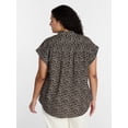 thumbnail image 3 of Terra & Sky Women's Plus Linen Blend Camp Shirt, Sizes 0X-5X, 3 of 5