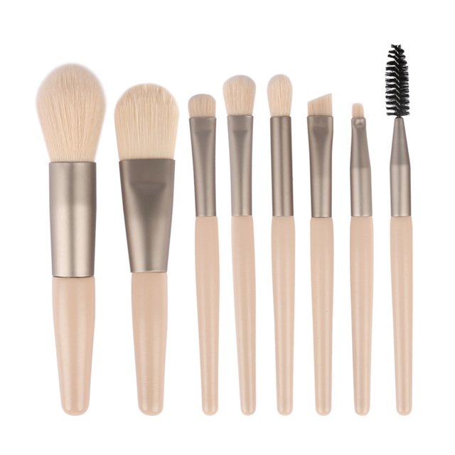 Pinceles de maquillaje con mango de plástico Polvo impermeable Fundación Maquillaje Ojo Sombra Set Soft Cepillo Profesional Herramientas Blanco Tipo 2 Paquete de 8 Scienceny CE001702-08