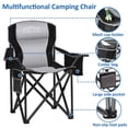 thumbnail image 3 of FREESKY Camping Chair, Oversized Padded Folding Camp Chair Supports 480 lbs, Portable Quad Armchair with Cooler Bag and Storage Pocket, 2 Pack, Black, 3 of 7