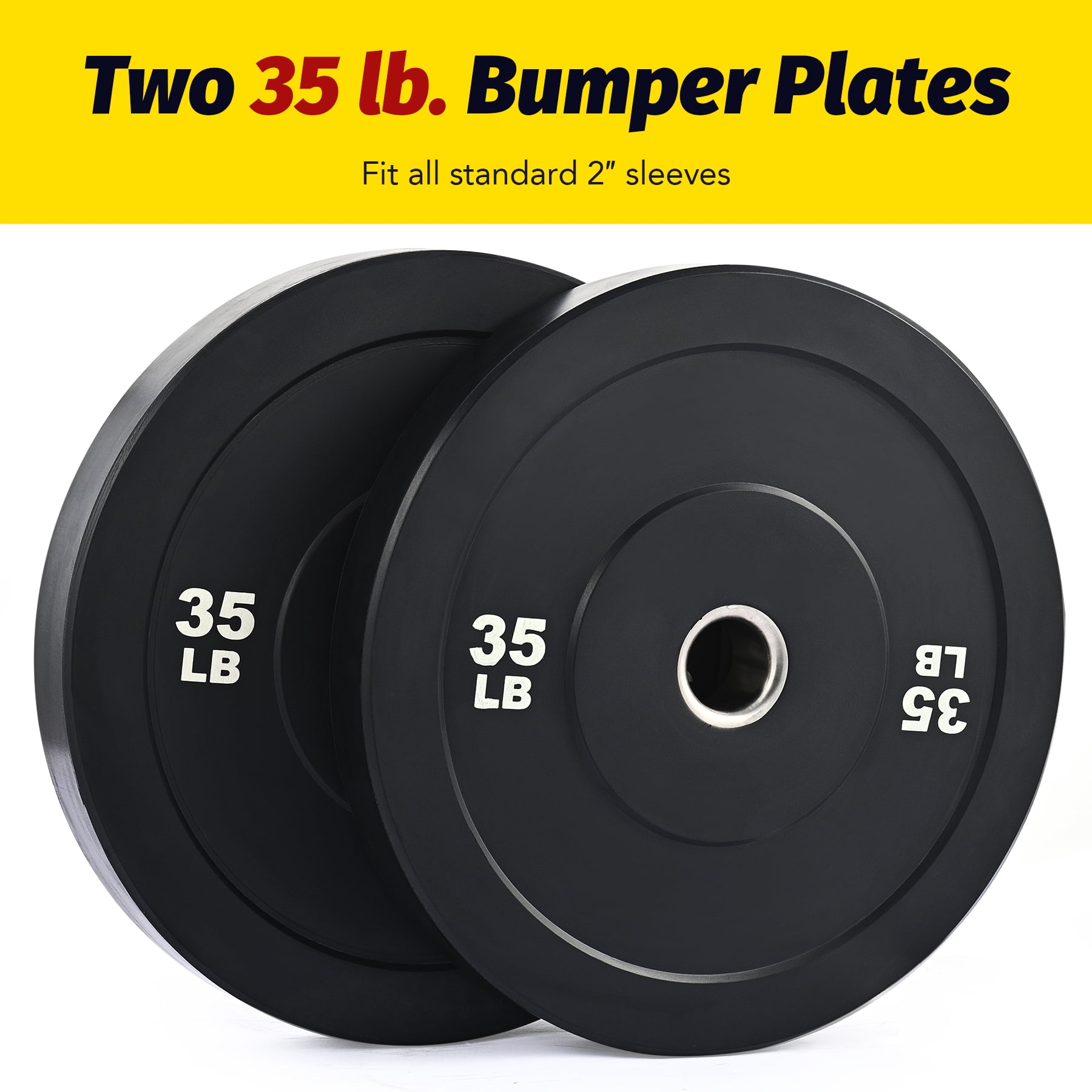 Preenex 35lb Bumper Plate Set 2" Olympic Weight Plates for Strength Training More 2 Pack