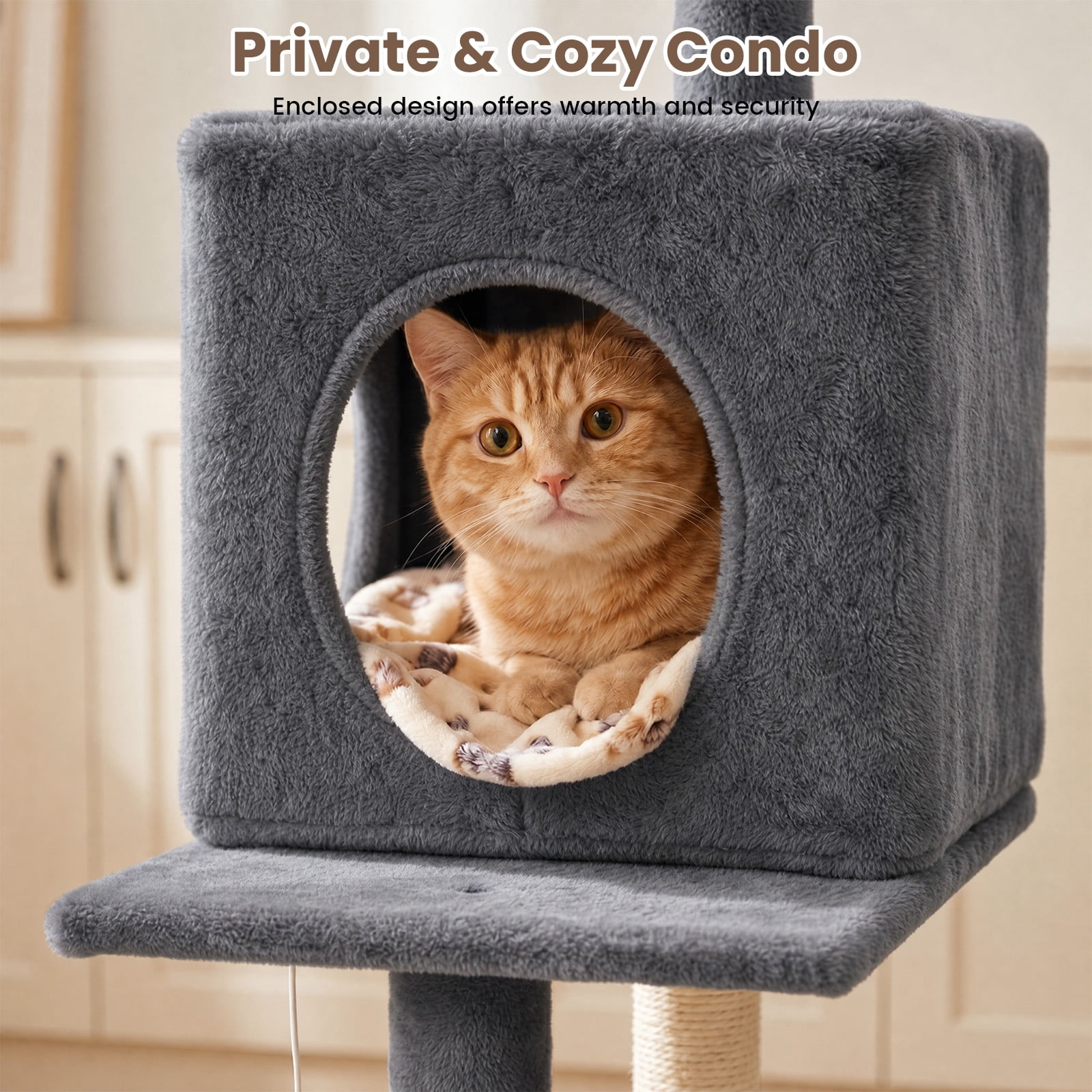 Sturdy 40-inch Cat Tree Tower with Cat Cave & Ramp Steps - Multi-Level Play & Sleep Center for Large Indoor Cats, Dark Gray