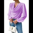 thumbnail image 1 of Blusas de Mujer con Cuello Vuelto, Larga, para Profesora, Oficina, Negocios, Elegantes, Informales Púrpura L, 1 of 5
