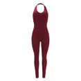 thumbnail image 5 of Gibobby pantalones siameses de pierna ancha Mono multicolor informal deportivo delgado con cuello colgante y nalgas sin espalda para mujer(Vino， L), 5 of 5