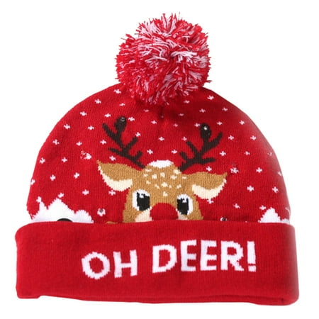 

Christmas Light Up Hat | LED Christmas Beanie Hat with Switch | Christmas Light Up Cap Knitting Wool Hat for Kids Women Men