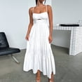 thumbnail image 3 of Vestido Sin Mangas Vestido de mujer Flutter A-line Maxi Dress Halter Vestido largo Mujer Casual Vestido largo Ygjytge Blanco Xl para Mujer, 3 of 6