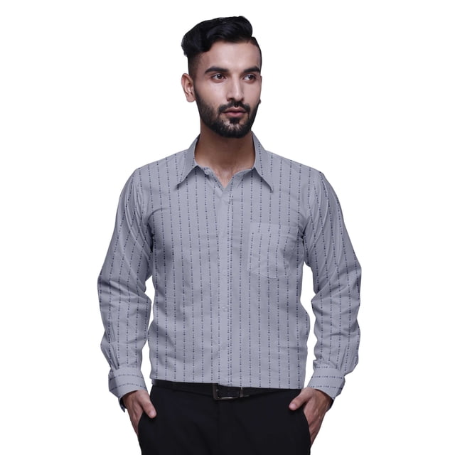 BESTMAN Printed Formal Shirts For Men Slim Fit Spread Collar Cotton Shirt