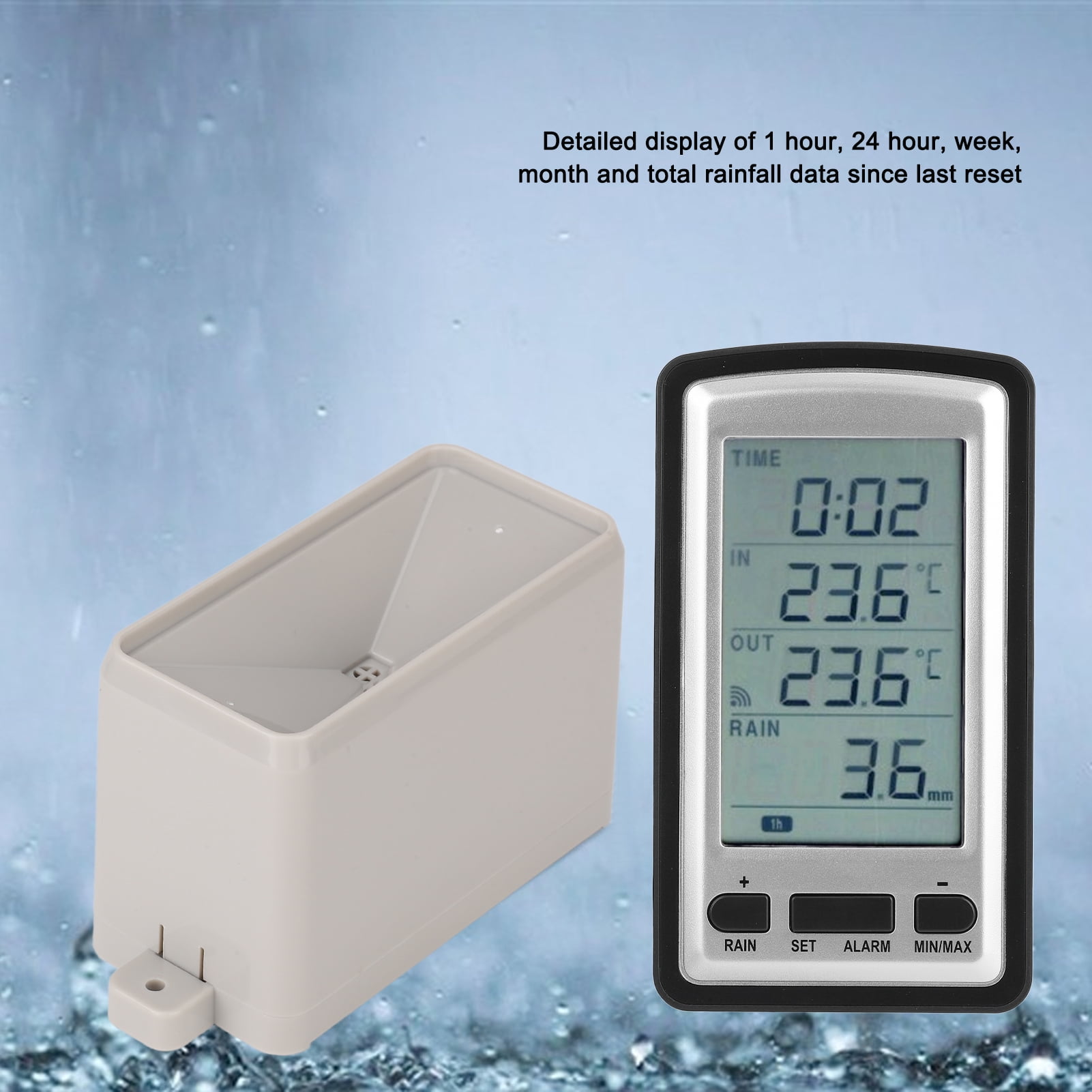 Digital Wireless Rain Meter Gauge, Household RCC Transmission Temperature Recorder With Receiver For Indoor Outdoor, Wireless Rain Meter Gauge, Digital Weather Station With RCC Receiver