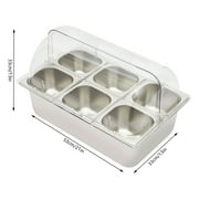 Miumaeov Countertop Food Display Container Ice Food Serving Tray 6 Pans Chilled Buffet Condiment Dispenser Appetizer Spice Fruit Cold Serving