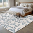 thumbnail image 5 of Farmhouse Flower Large Area Rugs for Bedroom Living Room, Soft Non Slip Carpet Bedside Rug, Botanical Vintage Light Blue Leaf Rectangular Floor Cover Kitchen Accent Rug 8'x10' for Dining Room/Office, 5 of 9