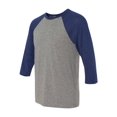 thumbnail image 1 of Unisex Three-Quarter Sleeve Baseball Raglan - Navy/Grey - Small, 1 of 1