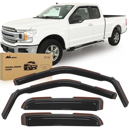 Nilight in Channel Rain Guards for Ford F150 Raptor 2015-2020 Super Cab, F250 F350 F450 F550 Super Duty 2017 2018 2019 2020 2021 2022 2023 Super Cab Window Deflectors, Vent Window Visors-4PCS