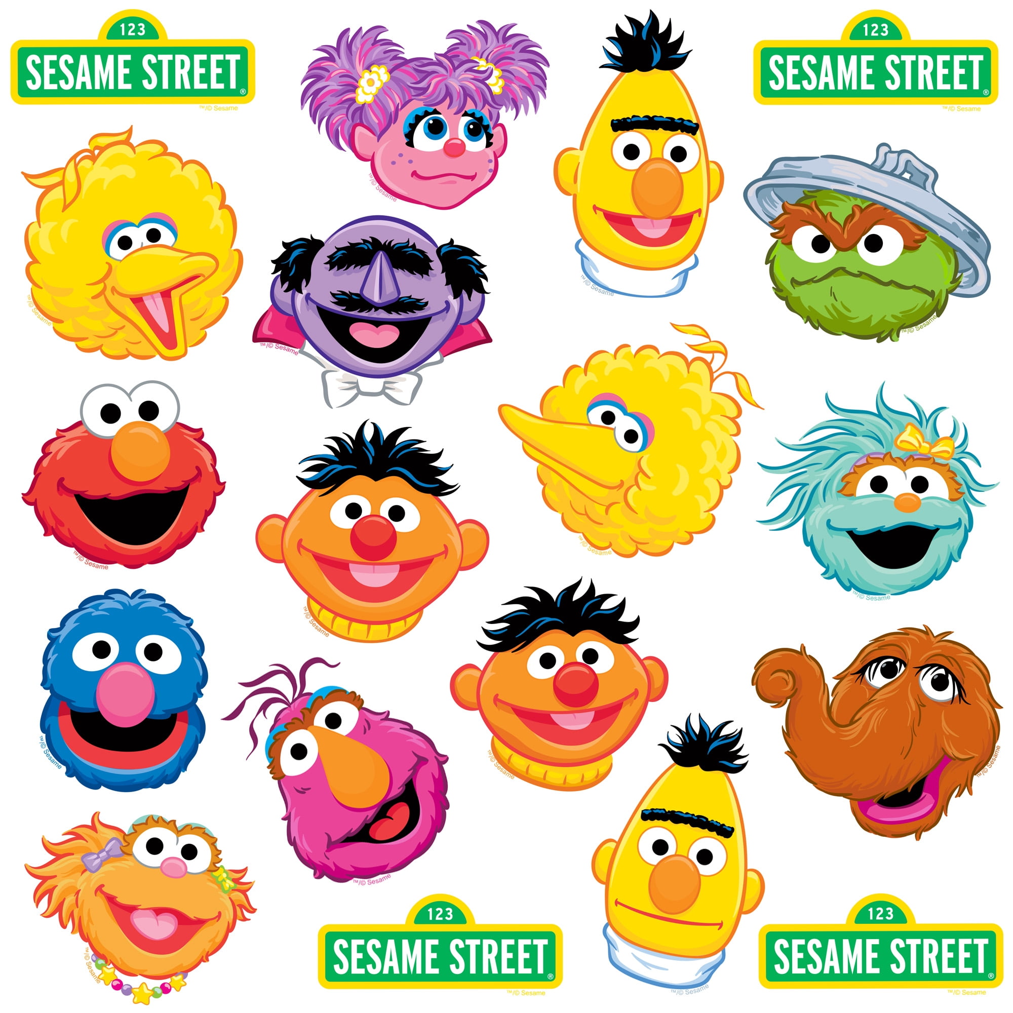 Sesame Street Variety Character Faces Miscellaneous 100Ct Sticker Pack